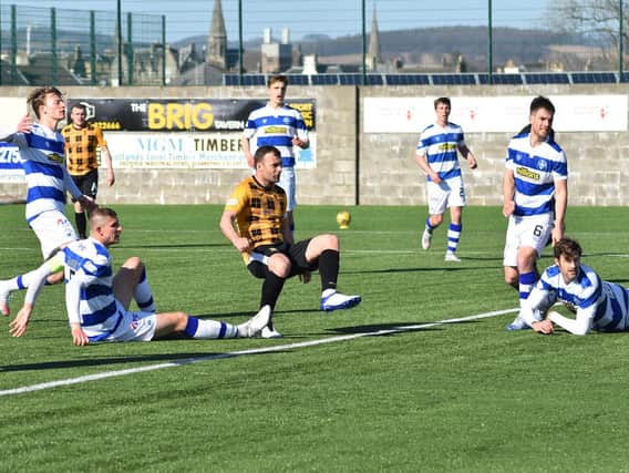 Kevin Smith supplies the finish which puts East Fife ahead. Pic by Kenny Mackay