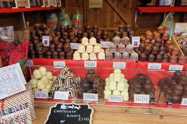 A wonderful selection of chocolates at the Christmas market