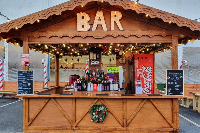 On offer at the bar are beers, mulled wine and Baileys hot chocolates.