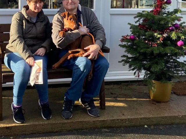 Hector the Doberman joined us with five other siblings after his owner was losing her property. He wasn't with us long before he landed on his paws with his new family.