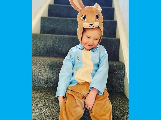 Maddison, 3, as Peter Rabbit