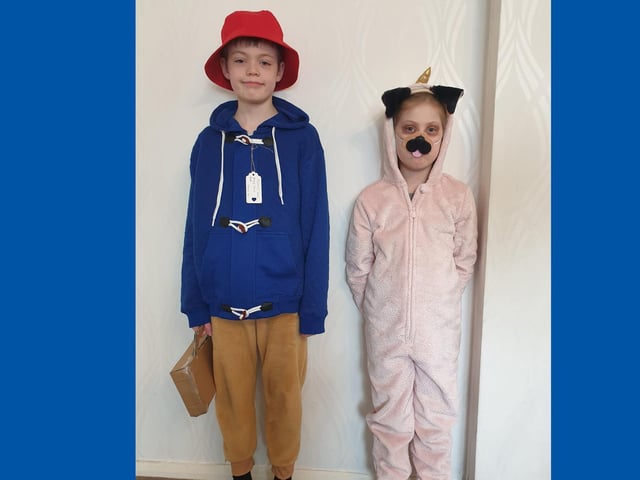 Ryan and Savannah Gay as Paddington Bear and the Pug who wanted to be a unicorn