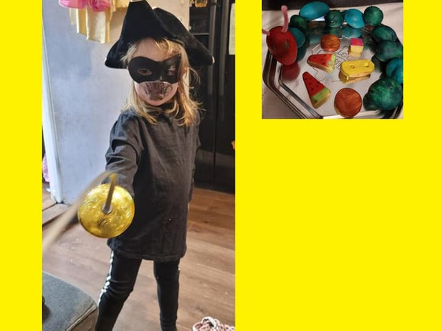 Lottie May, 4, as Highway Rat. She also made the Very Hungry Caterpillar out of potatoes!