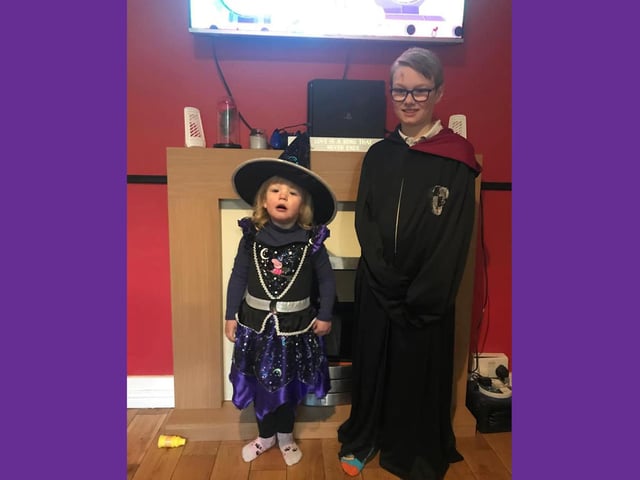 Jacob and Esme as Harry Potter and a Peppa Pig witch