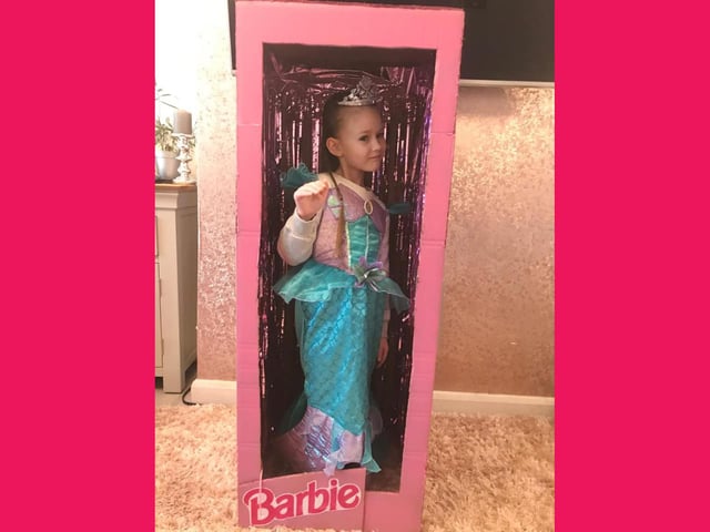 Dolcie, 5, as Barbie in a life-sized box