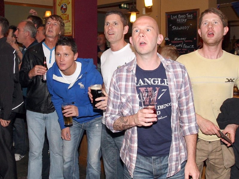 A tense moment at the Beeswing in Kettering during the England-France game in 2012