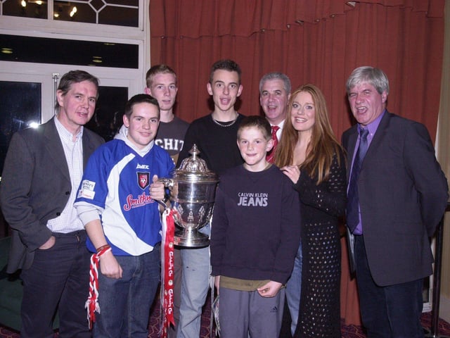 Derry City manager Kevin Mahon pictured with members of his extended family.
