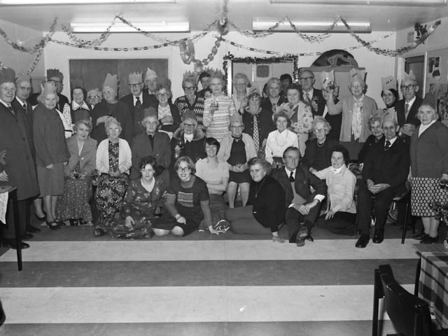 Members of the Foyle Senior Citizens’ Club, Strathfoyle, at their first annual dinner party in the Health Clinic, Strathfoyle.