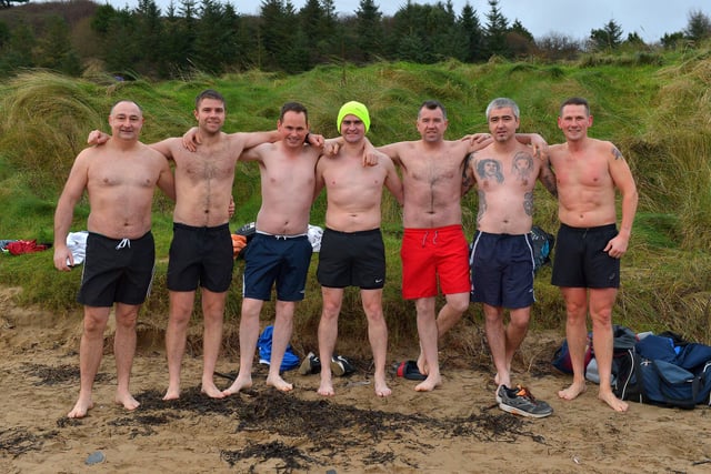 Locals from Buncrana took part in the annual Christmas Day swim at Ludden beach. Photo: George Sweeney.  DER2151GS – 012