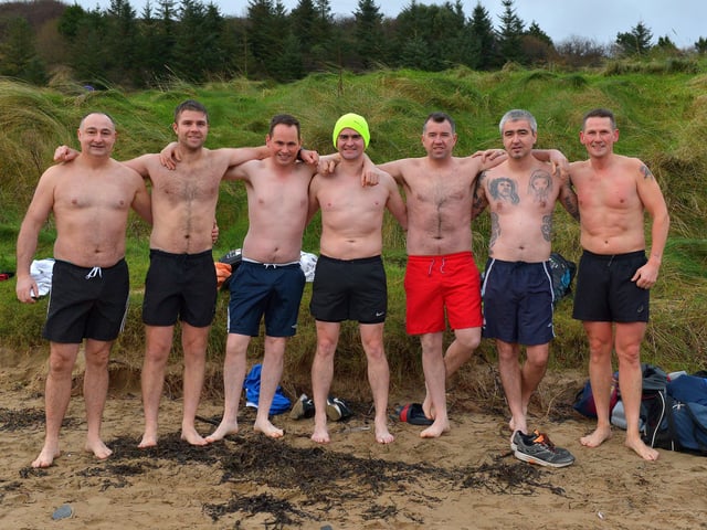 Locals from Buncrana took part in the annual Christmas Day swim at Ludden beach. Photo: George Sweeney.  DER2151GS – 012