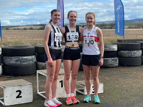 Katie Sandilands (1st right) landed bronze medal at Young Athlete Road Races