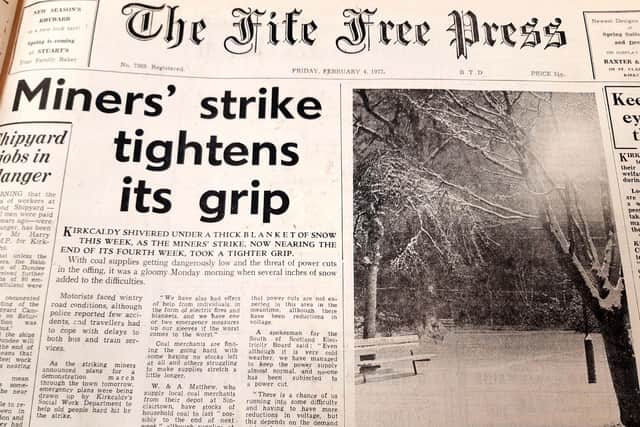 Heavy snowfall and plunging temperatures hit hard during the miners strike as this front page shows