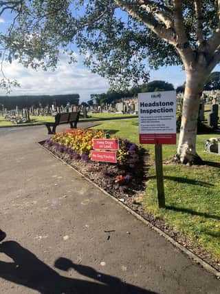The council is advising routine safety inspections of headstones are taking place at East Wemyss MacDuff Cemetery.  (Pic: Fife Council)