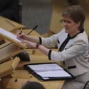First Minister Nicola Sturgeon during First Minister's Questions at the Scottish Parliament in Holyrood.