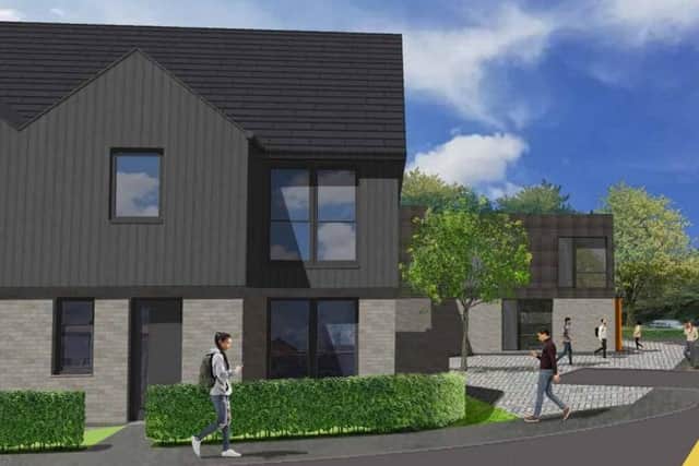 Impressions of how the new residential and commercial development at the site of the former police station on Napier Road, Glenrothes, could look