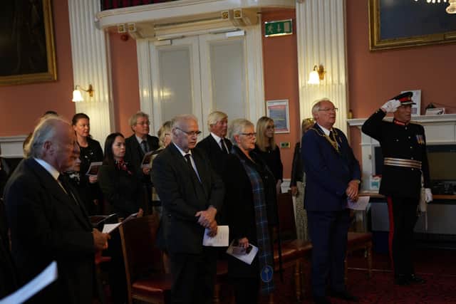Robert Balfour, Lord Lieutenant, salutes at the proclamation ceremony at the County Buildings in Cupar (Pic: Cath Ruane)