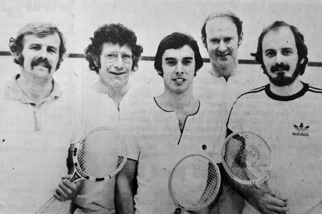Kirkcaldy Squash Club made a successful start to its 1977 season in the East of Scotland Fourth Division.
Pictured are Ken Howes, Frank Brannigan, Ken Hunter, Gillies Rodger and Ian McMorris.