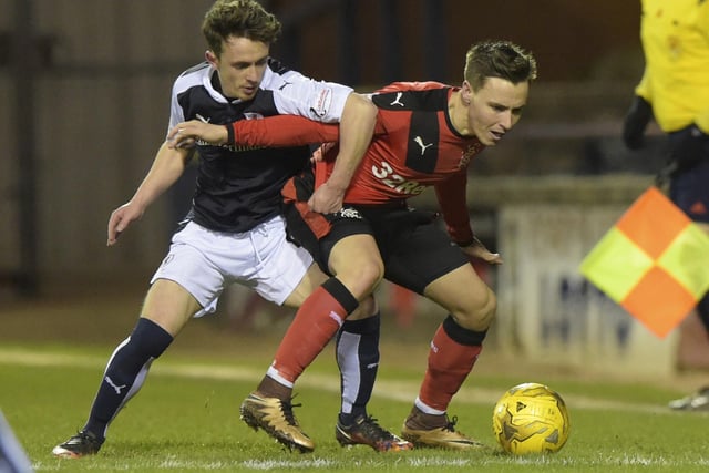 February 2, 2016, Scottish Championship: Raith Rovers 0, Rangers 1
Rangers' Barrie McKay holding off Aidan Connolly at Kirkcaldy's Stark's Park. The visitors' Andrew Halliday scored the game's only goal (Pic: SNS Group/Alan Harvey)