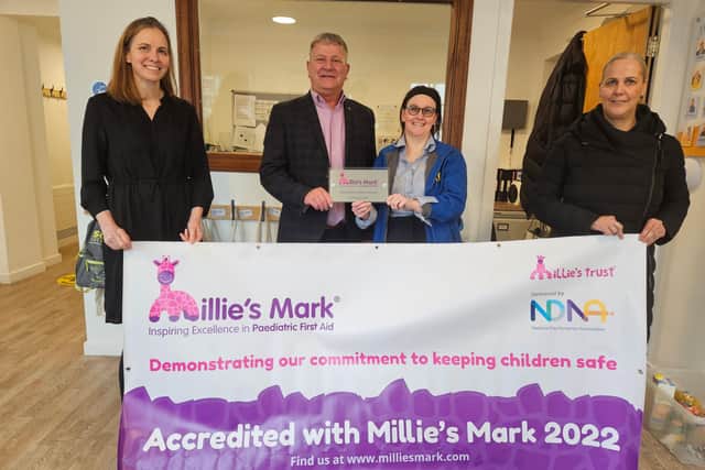 MSP David Torrance visited Little Beehive Kirkcaldy to congratulate the staff on their recent accreditation