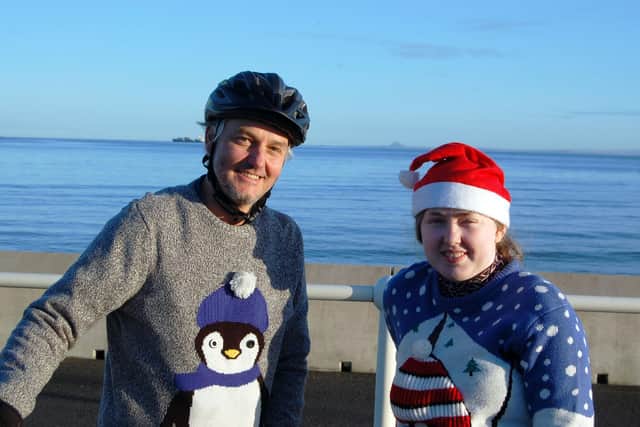 Andrea Harrower and Peter Wooding on Kirkcaldy prom ahead of the Festive cycle rides