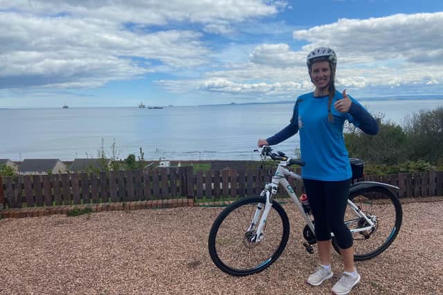 Fife woman Diane Davie cycled to the Forth Road Bridge and back to Fife to raise money for the RAF Benevolent Fund at the weekend.