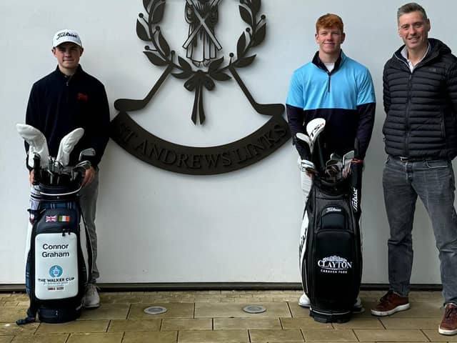 Golfer Gregor Graham, left, with sponsor Andrew Kennedy