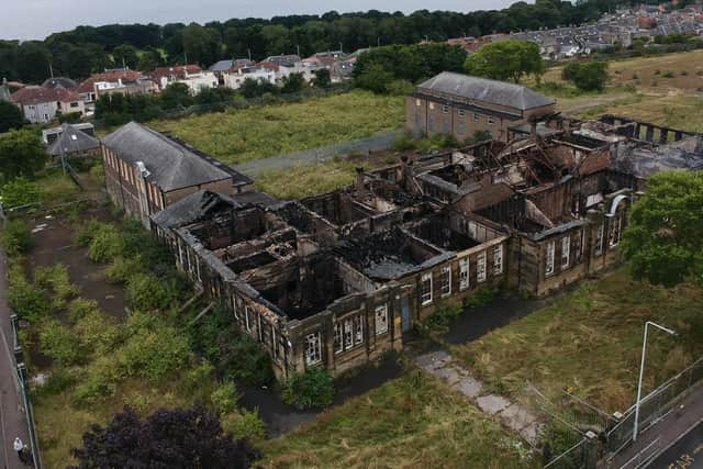 The extent of the damage to Viewforth High School after the fire is evident from this aerial photo (Pic: John Wilson/ Instagram: wilsonjpj))