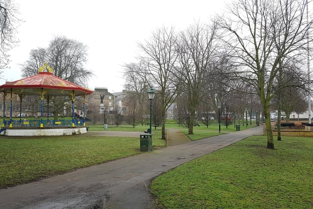 Haugh Park, Cupar:
A great place for a family day out.
The River Eden flows through it - follow it via  tree-lined walk.
And check out the historic band stand too!