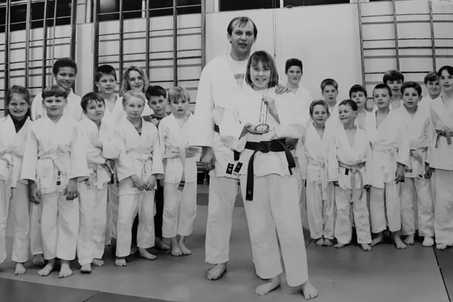 Celebrating success at Glenwood Judo in Glenrothes in 1993 with Kirstin Reid, British champion, who is pictured with Dave Robertson.