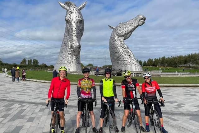 Glenrothes Tri Club members pictured at The Kelpies