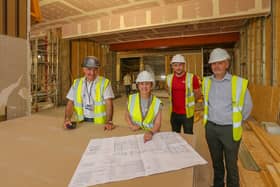 Councillor Judy Hamilton gets a tour of the work going on to transform the Adam Smith Theatre in Kirkcaldy