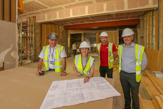 Councillor Judy Hamilton gets a tour of the work going on to transform the Adam Smith Theatre in Kirkcaldy