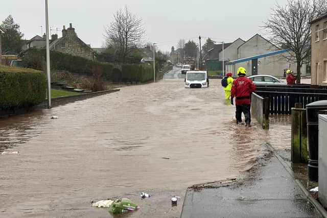 Firefighters had to be called in to rescue residents in Cupar such was the levels of flooding during Storm Gerrit (Pic: James Matheson)