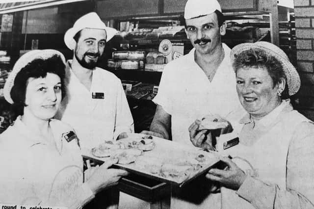 New laser scanners were introduced at Wm Low’s store in The Postings, Kirkcaldy.
It meant a four-day closure as the retailer also introduced a new butchery department and transform the store.
Serving up Danish pretzels in the bakery - manager Bill Smith, assistants Nan Vanbeck and Christine Cauchie, and baker John Johnson.