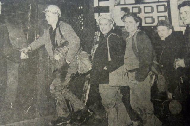 Miners strike 1972 - miners return to work at Seafield Colliery
