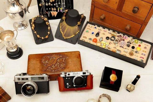 There will be a wide range of goods on offer with around 27 tables showcasing antique and vintage items, like these pictured, for sale. Pic: Fife Photo Agency