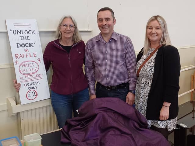 The fundraising raffle for Burntisland Harbour Access Trust took place on Saturday at the town's monthly Big Green Market.