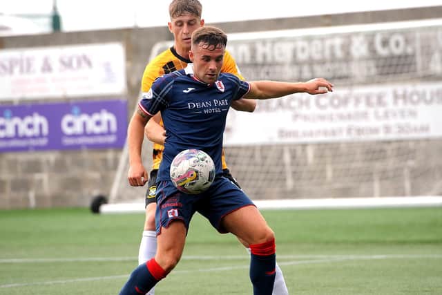 Lewis Vaughan on the ball for Raith Rovers during their 2-0 pre-season friendly win at East Fife on Saturday (Pic: Fife Photo Agency)
