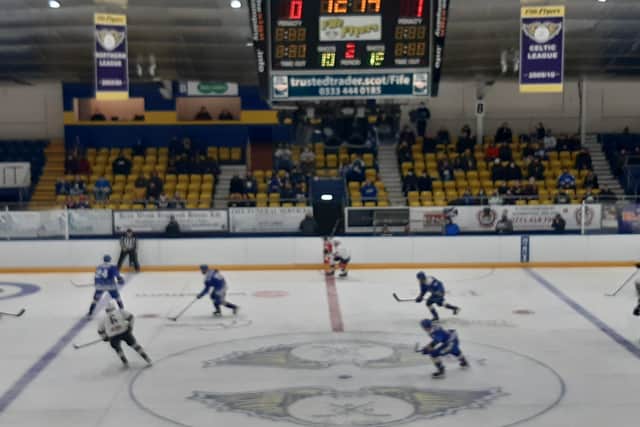 The view across the ice pad as 200 fans watch Fife Flyers first home game of 2022