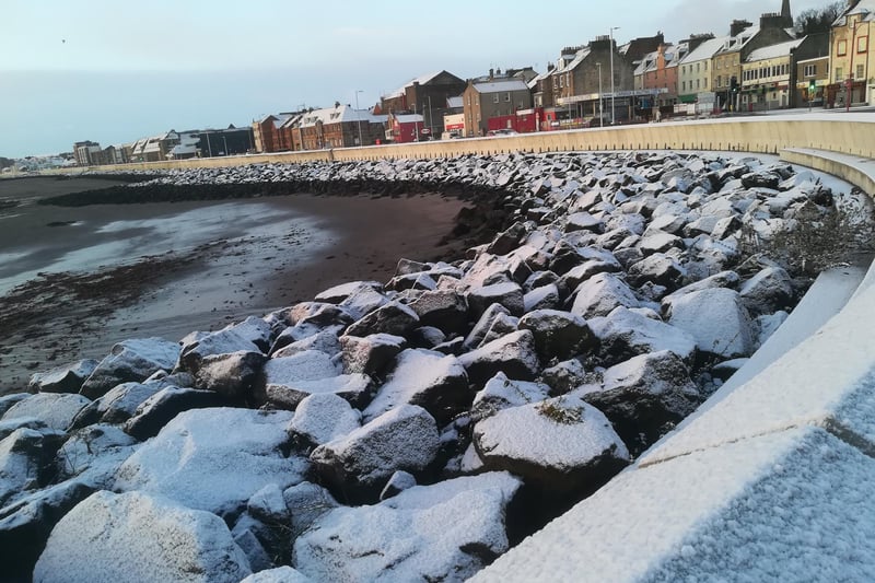 Kirkcaldy waterfront with covering of snow
