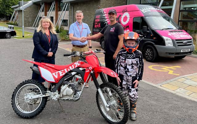 Kingdom Off Road Motorcycle Club is delighted to receive a new off road motocycle from Glenrothes-based company Velux.
