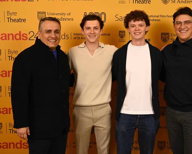 Joe Russo, Tom Holland, Harry Holland, and Anthony Russo attends the Opening Night of the Sands: International Film Festival of St Andrews (Pic Euan Cherry/Getty Images for University of St Andrews)