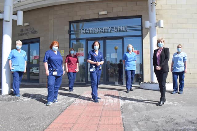 Maternity services staff outside the Victoria Hospital in Kirkcaldy