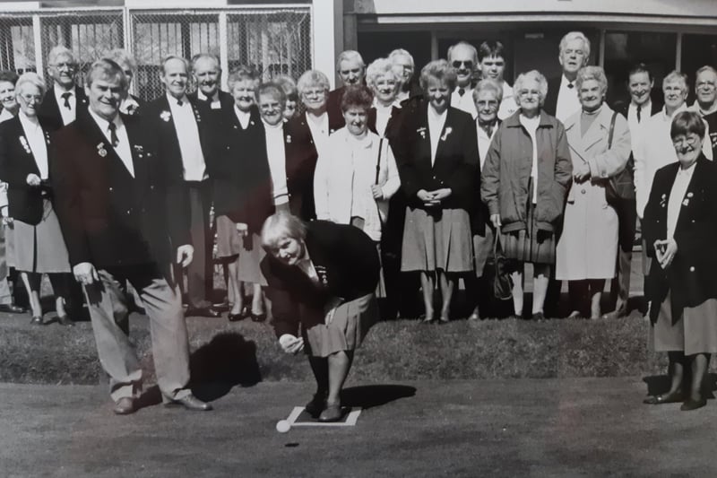 The opening of the green at Dovecot Bowling Club in 1998. From left are Len Mason, president; Mrs Nan Thomson, ladies’ president; and Mrs B. Robertson, secretary.