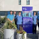Victoria Hospital ICU staff at the official opening of the new roof top Critical Care Recovery Garden supported by Fife Health Charity.