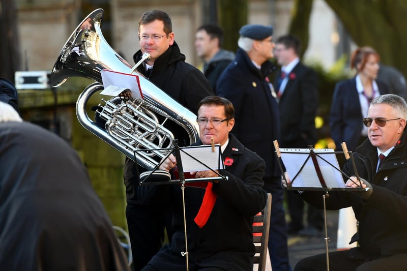 Haunting sounds accompanied the service at the war memorial.