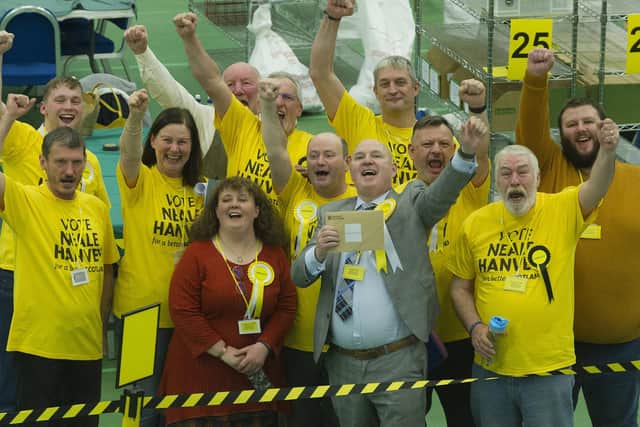 Election night: Neale Hanvey wins the Kirkcaldy and Cowdenbeath seat (Pic: George McLuskie)