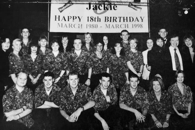 Jackie O celebrated 18 years on Kirkcaldy Esplanade with this special staff photo.