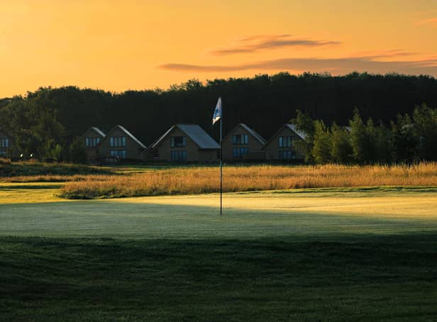 Sun sets on the lodges at Kilnwick Percy Resort and Golf Club. Image: Darwin Escapes