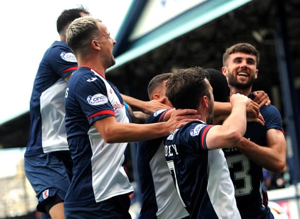 Raith players celebrate during the win over Aberdeen in the Premier Sports Cup (Pic: Fife Photo Agency)
